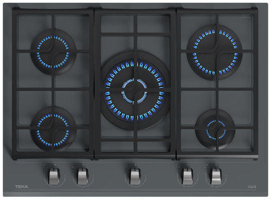 Encimera Cristal Gas 5 Quemadores GZC 75330 XBB Stone Grey Teka