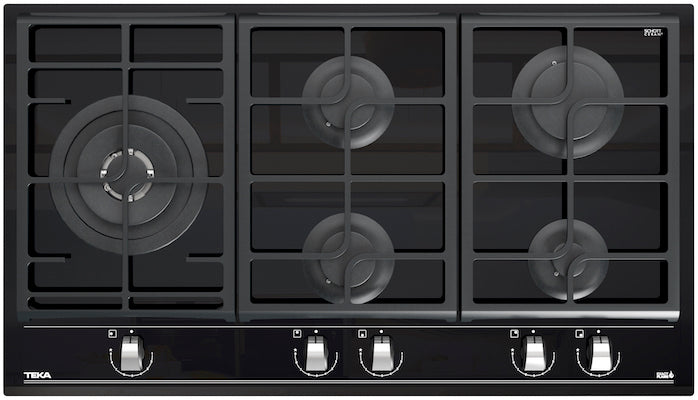 Encimera Cristal Gas 5 Quemadores GZC 95320 Negro Teka