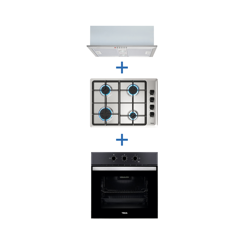 Kit Horno HBB-510 BK + Encimera HLX-540 BUT + Campana GFH 55 Inox Teka