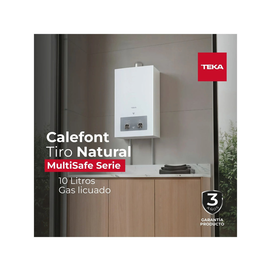 Calefont TEKA MultiSafe GL 10 (CGTN-10L 5RWV) | 10 Litros, Gas Licuado, Tiro Natural, Encendido Automático