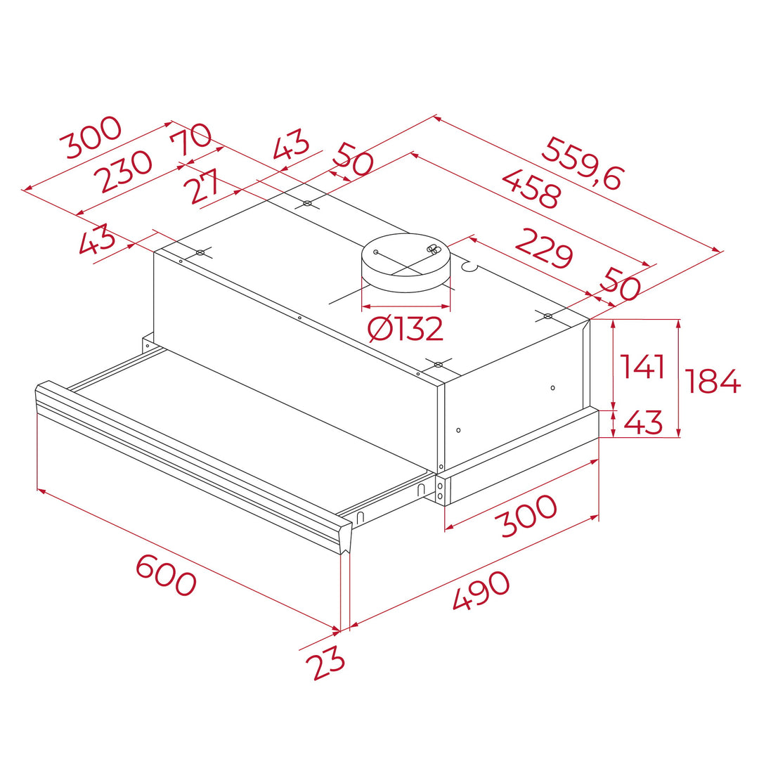 Campana extensible Teka CNL 6415 PLUS esquema de dimensiones