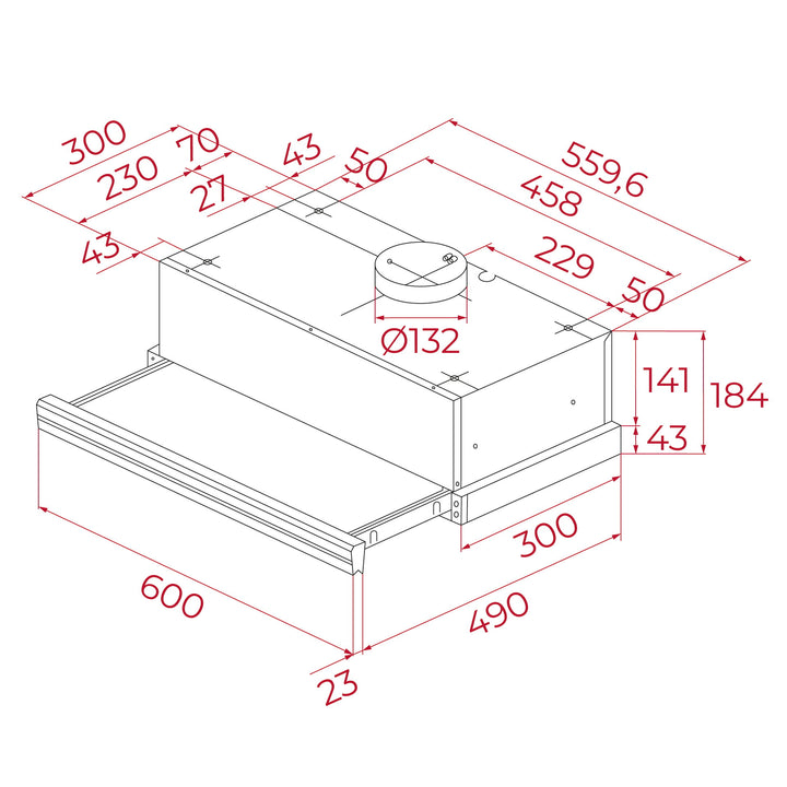 Campana extensible Teka CNL 6415 PLUS esquema de dimensiones