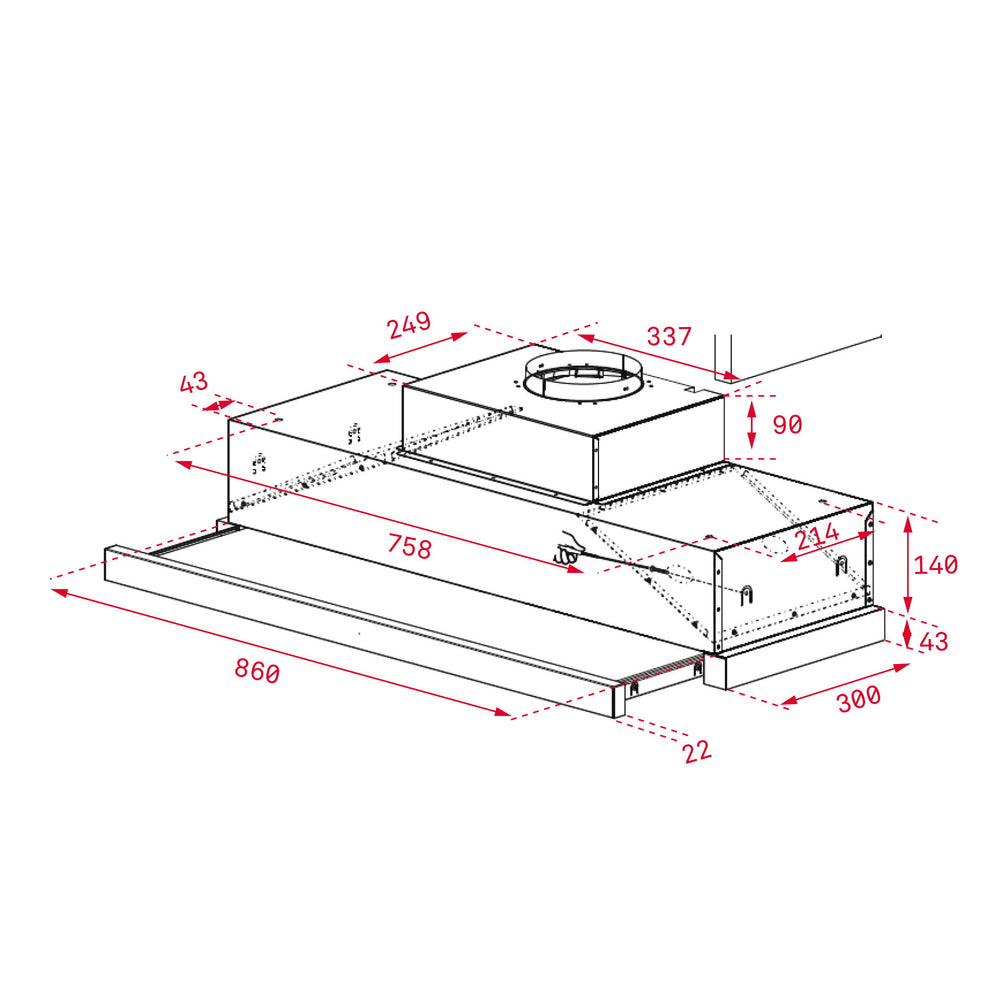 Campana extraíble Teka CNL 9415 PLUS esquema de dimensiones