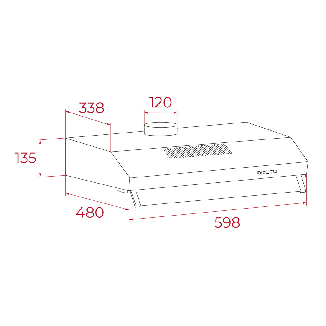 Campana Teka CX 62120 KOS BK esquema de dimensiones