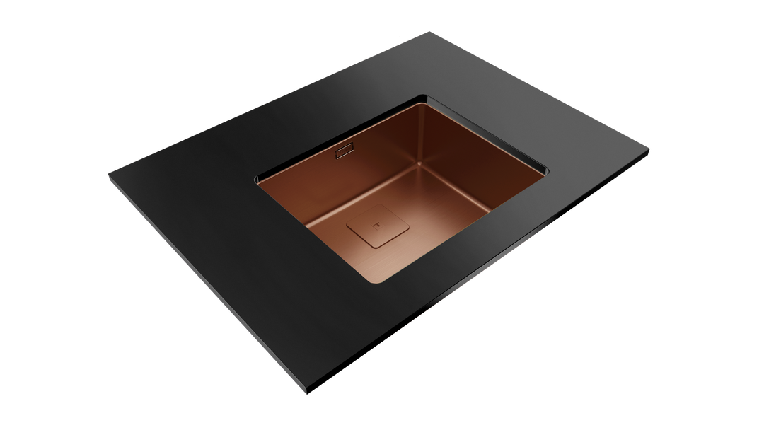 Lavaplatos Teka FlexLinea RS15 50.40 cobre en ambiente de cocina con montaje bajo encimera