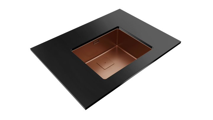 Lavaplatos Teka FlexLinea RS15 50.40 cobre en ambiente de cocina con montaje bajo encimera