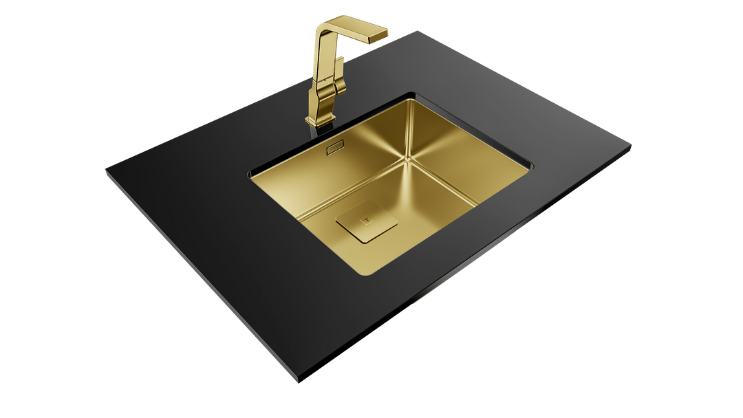 Lavaplatos Teka FlexLinea RS15 50.40 Brass detalle de instalación bajo encimera
