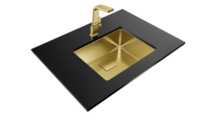 Lavaplatos Teka FlexLinea RS15 50.40 Brass detalle de instalación bajo encimera