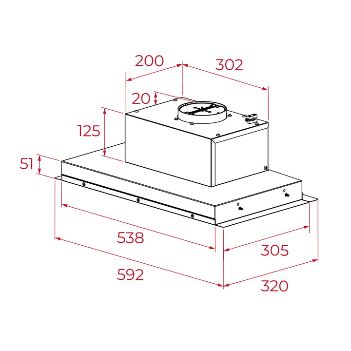 Campana integrable Teka GFI 63030 KOS IX esquema de dimensiones