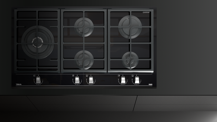 Encimera Cristal Gas 5 Quemadores GZC 95320 Negro Teka