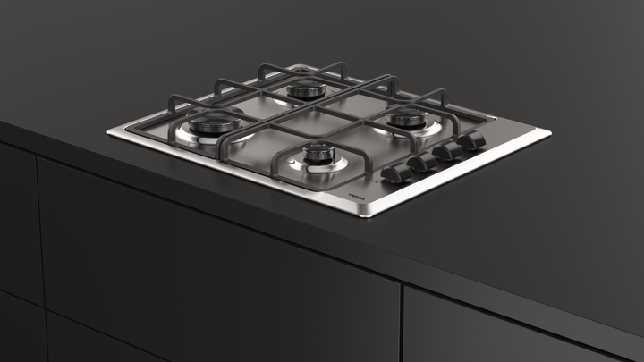 Encimera a gas Teka HLX 640 KBA1C IX instalada en mueble de cocina