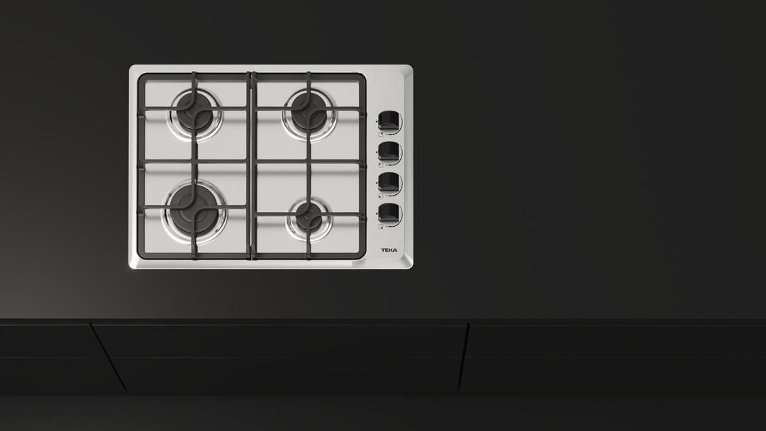 Encimera a gas Teka HLX 540 KBB0C IX instalada en ambiente de cocina