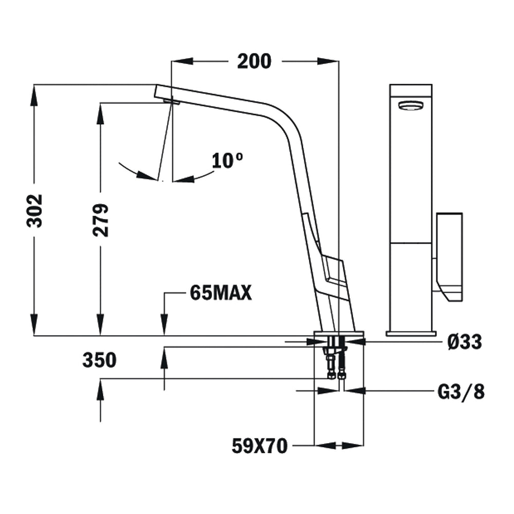 Grifo de cocina Teka IC 915 esquema de dimensiones
