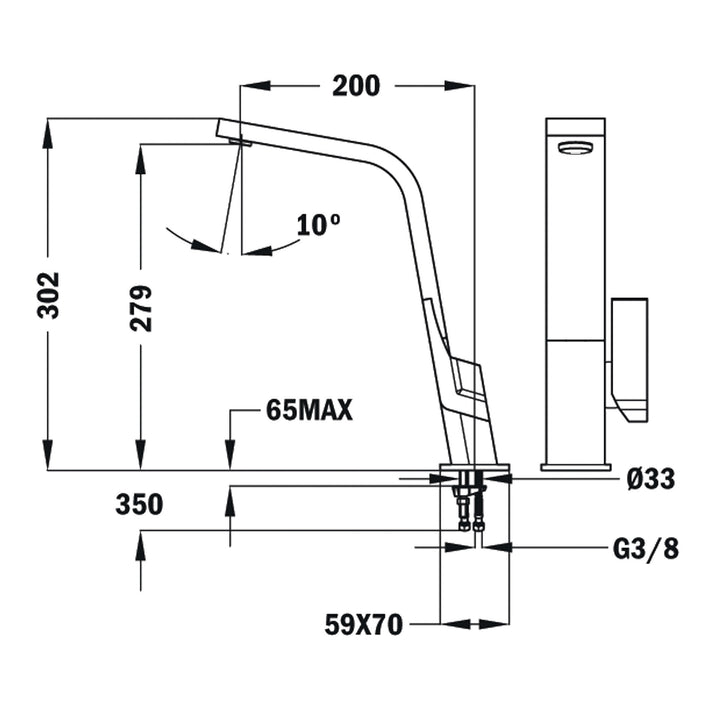 Grifo de cocina Teka IC 915 esquema de dimensiones