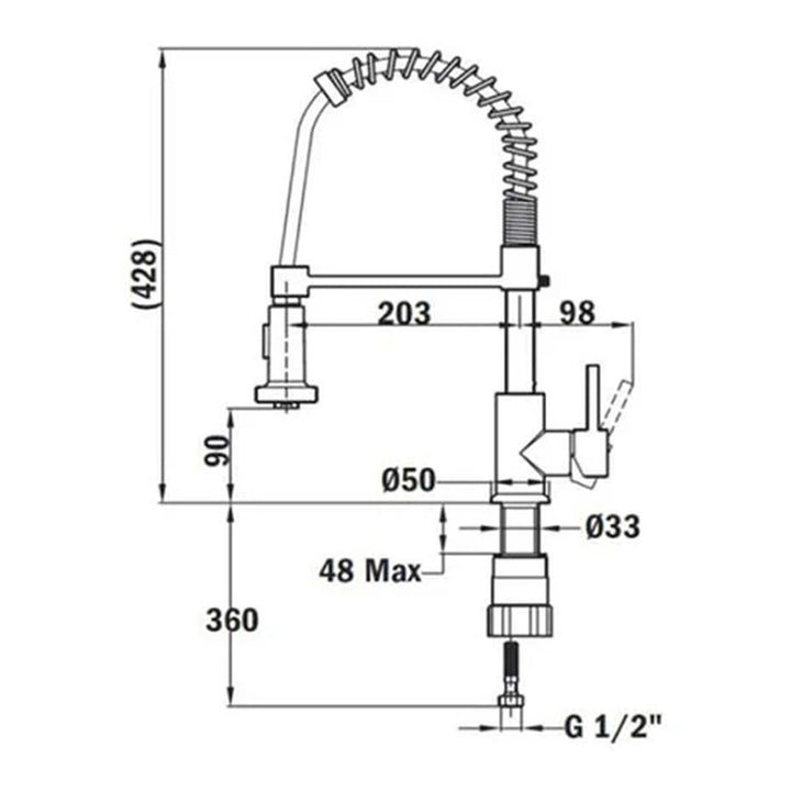 Grifo de cocina Teka IN 939 esquema de dimensiones