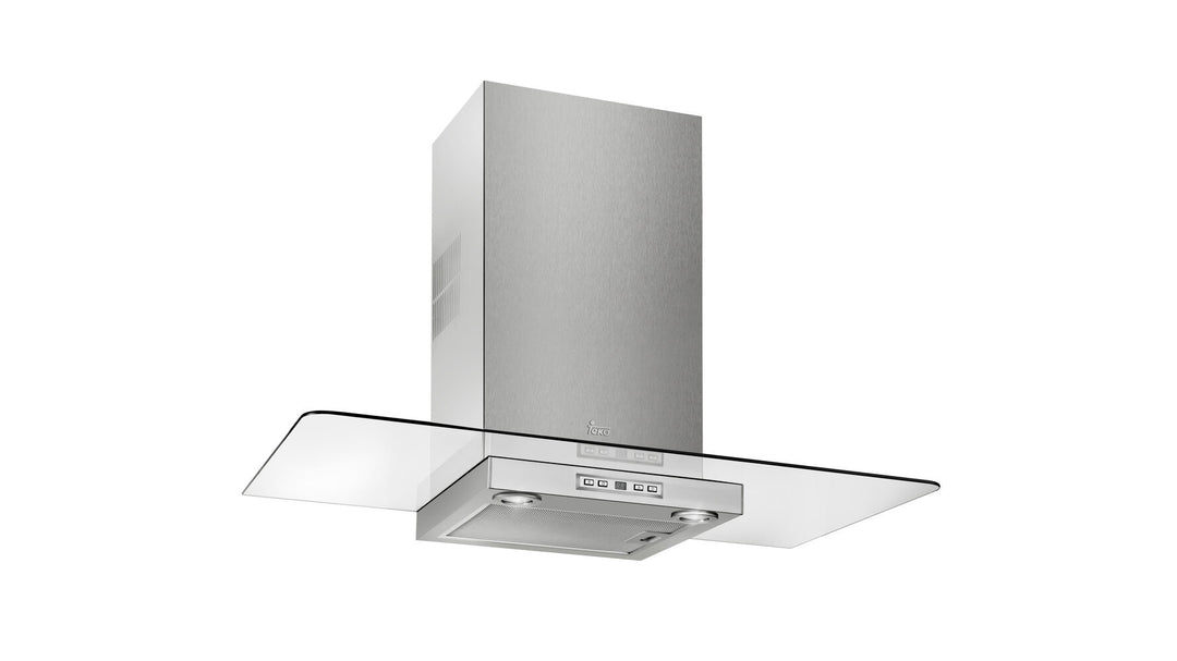 Campana decorativa de cristal Teka DG 780 render en acabado inox y cristal