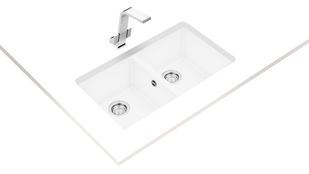 Lavaplatos de granito Teka Square 2C 760 TG blanco ártico vista adicional