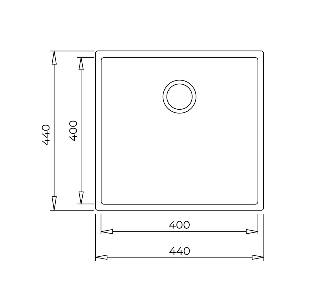 Lavaplatos Teka Square 40.40 TG esquema de dimensiones