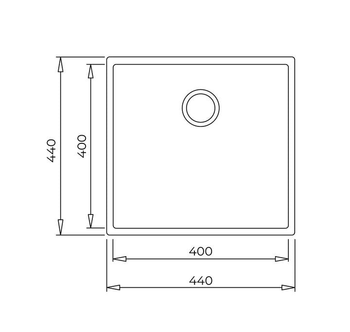 Lavaplatos Teka Square 40.40 TG esquema de dimensiones