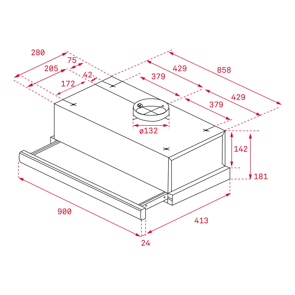 Campana extensible Teka TL 9310 esquema de dimensiones