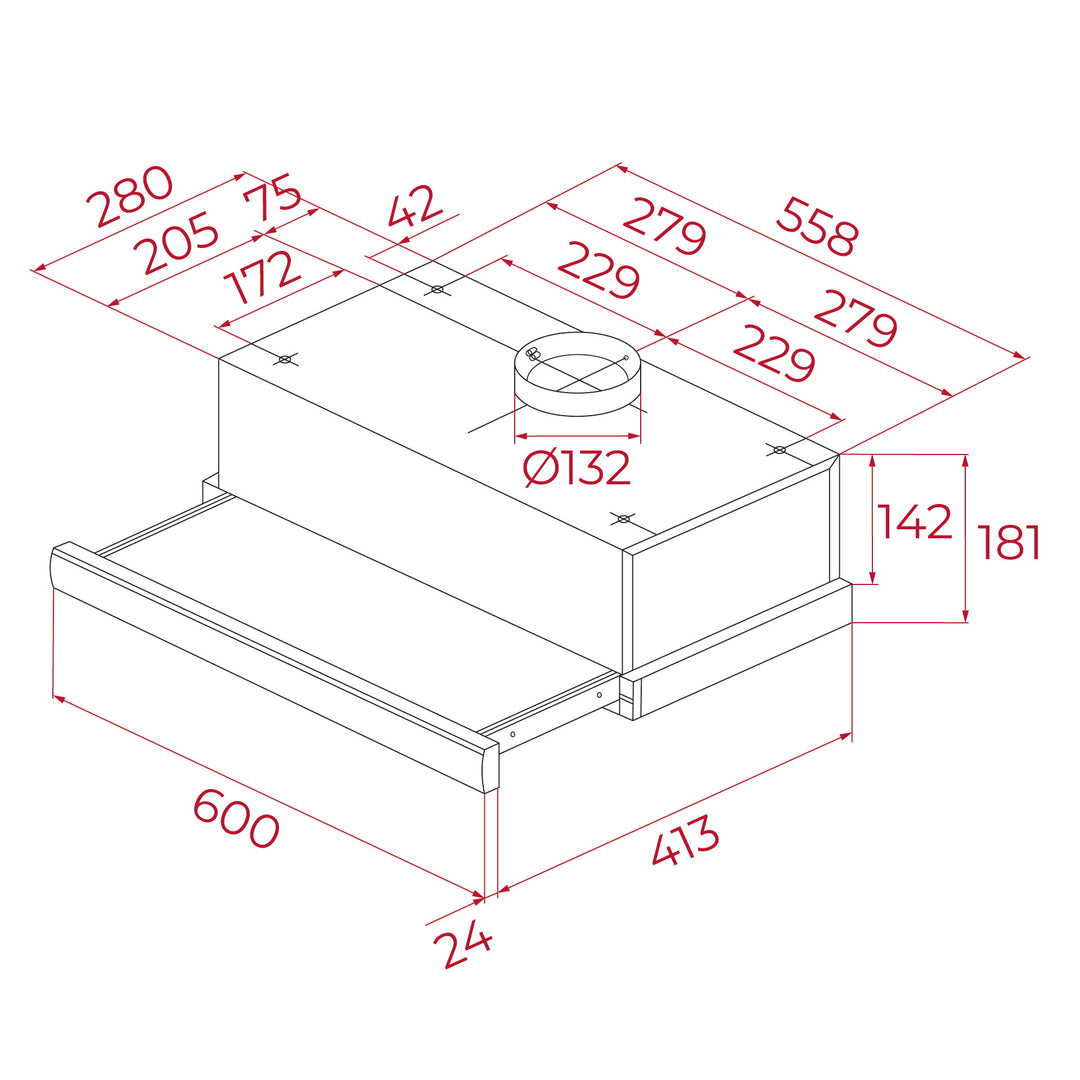 Campana extensible Teka TL 6310 esquema de dimensiones