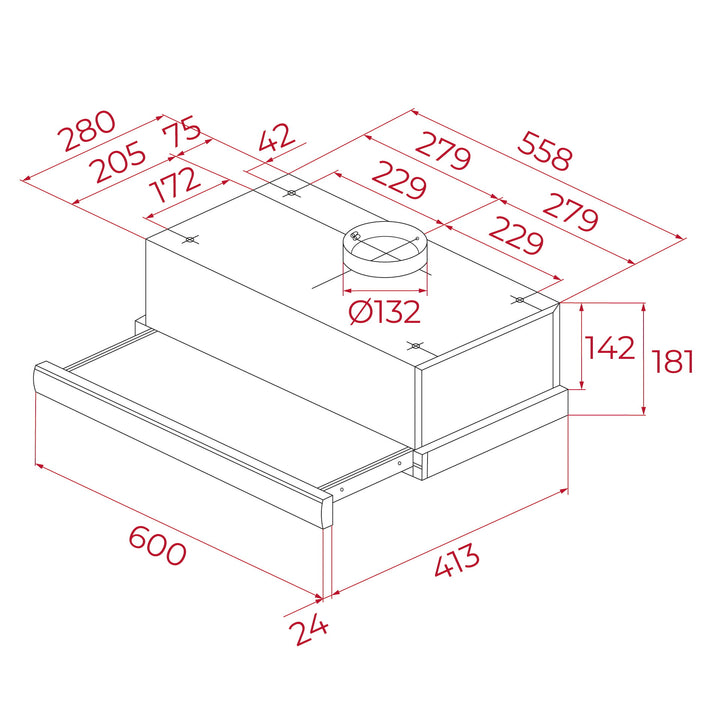 Campana extensible Teka TL 6310 esquema de dimensiones