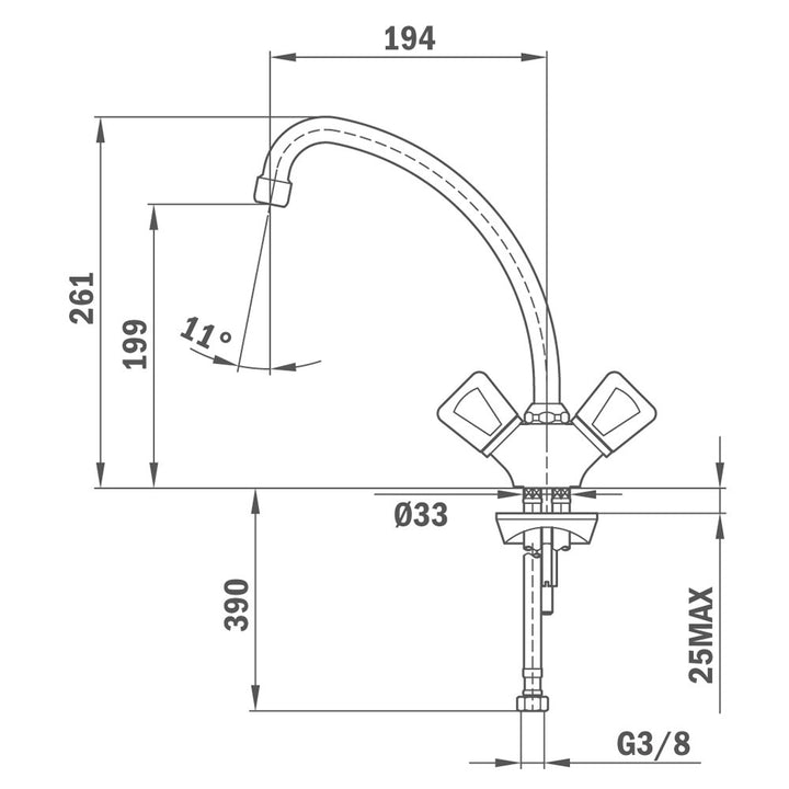 Grifo de cocina Teka LS 912 esquema de dimensiones