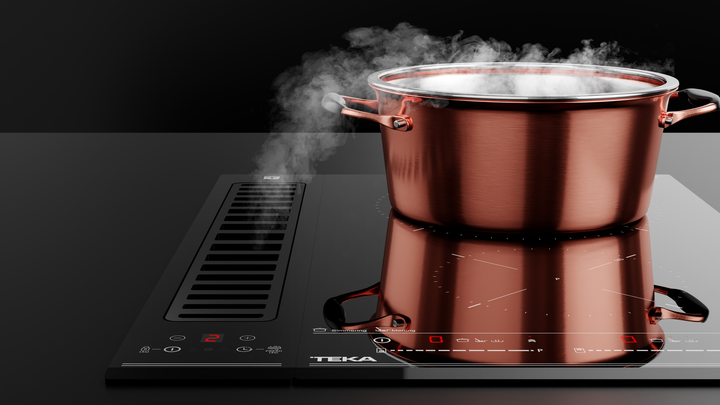 Campana modular Teka FIH 16760 TOS BK extrayendo humos de cocción